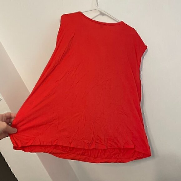 NEW NWT SEJOUR Plus Size Twisted Front Top Coral Red / Pink Short Cap Sleeve 2X - Picture 11 of 11